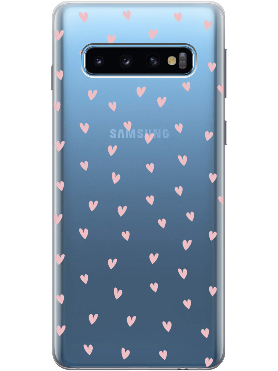 

Силиконовый чехол на Samsung Galaxy S10 с принтом "Розовые сердечки" прозрачный, Прозрачный;розовый, 720461391