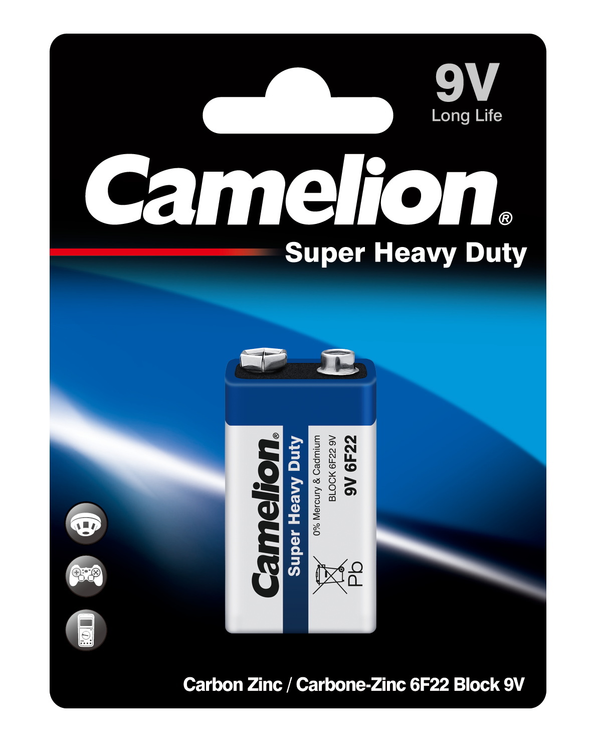 

Батарейка угольно-цинковая Camelion Super Heavy Duty Крона 9V 6F22-BP1B