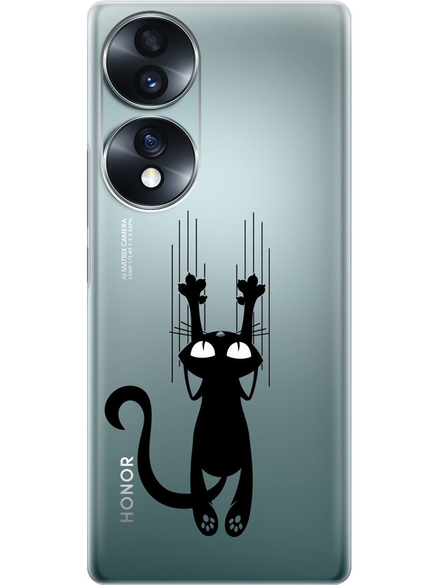 

Силиконовый чехол на Honor 70 с принтом "Кошечка царапка" прозрачный, Прозрачный;черный, 740189271