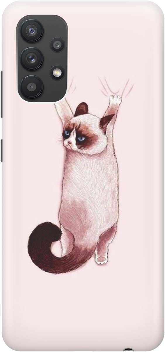 

Силиконовый чехол на Samsung Galaxy A32 с принтом "Недовольный кот", Белый;розовый, 382
