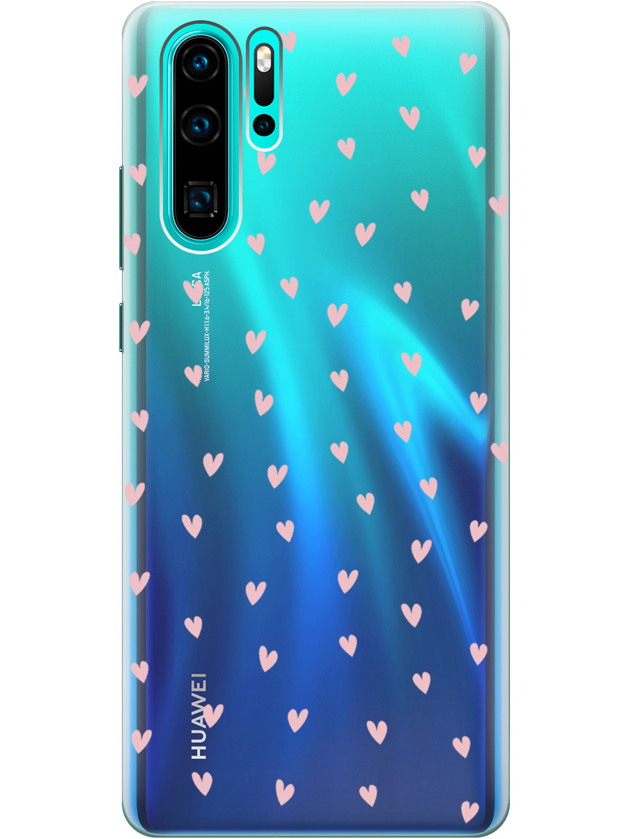 

Силиконовый чехол на Huawei P30 Pro с принтом "Розовые сердечки" прозрачный, Прозрачный;розовый, 720762491