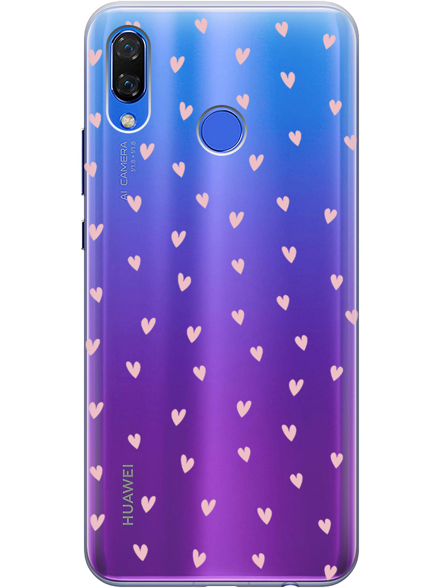 

Силиконовый чехол на Huawei Nova 3 с принтом "Розовые сердечки" прозрачный, Прозрачный;розовый, 718981191