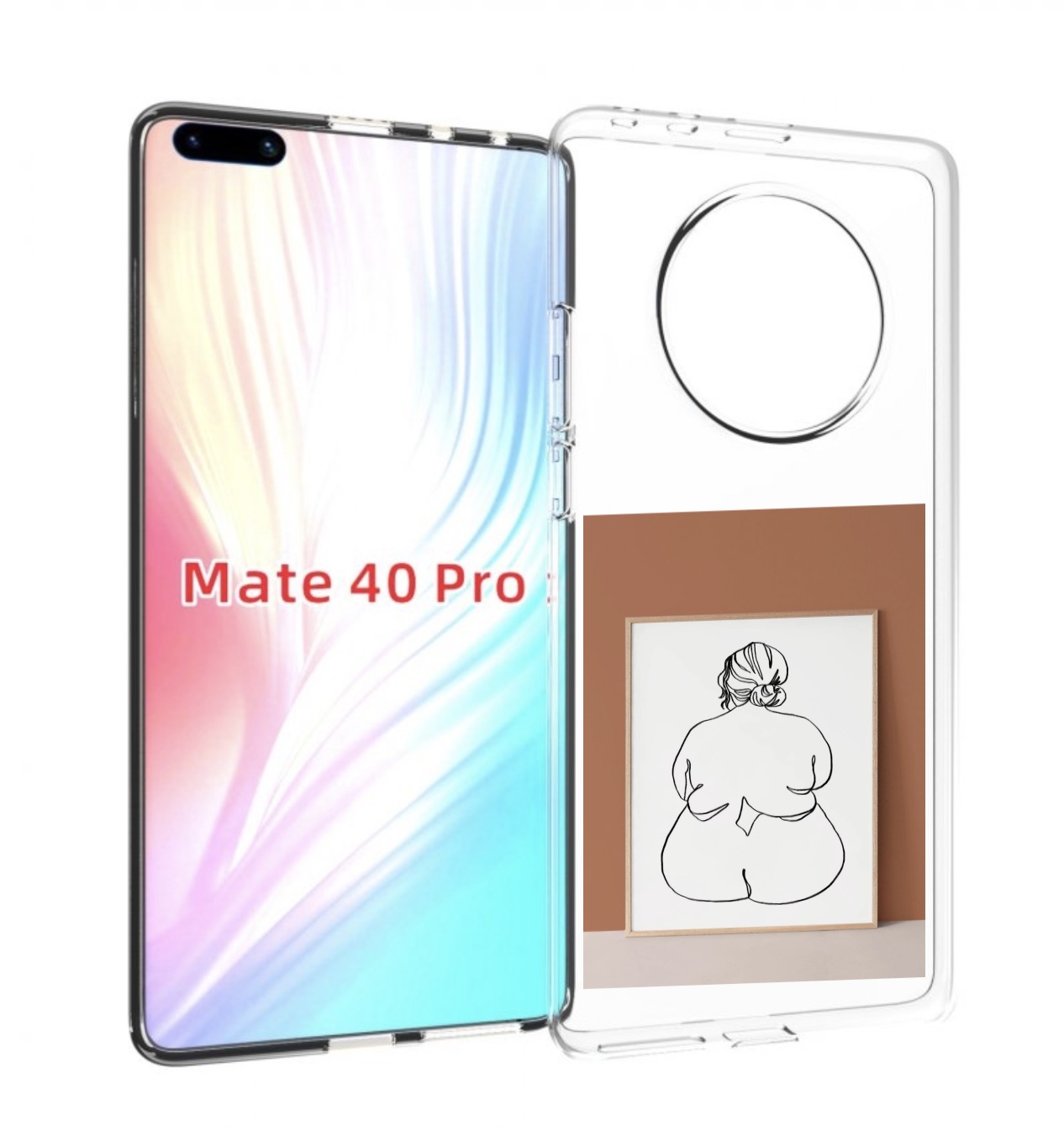 

Чехол MyPads Body Positive Female Figure Line Art женский для Huawei Mate 40 Pro (NOH-NX9), Прозрачный, Tocco