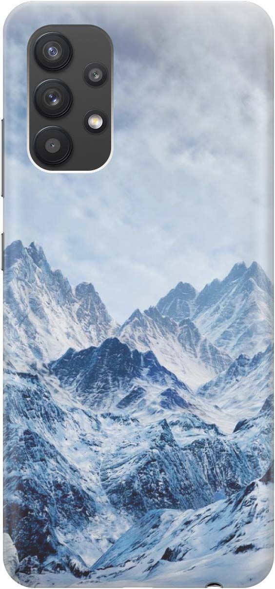

Силиконовый чехол на Samsung Galaxy A32 с принтом "Снежные горы", Белый;голубой, 382