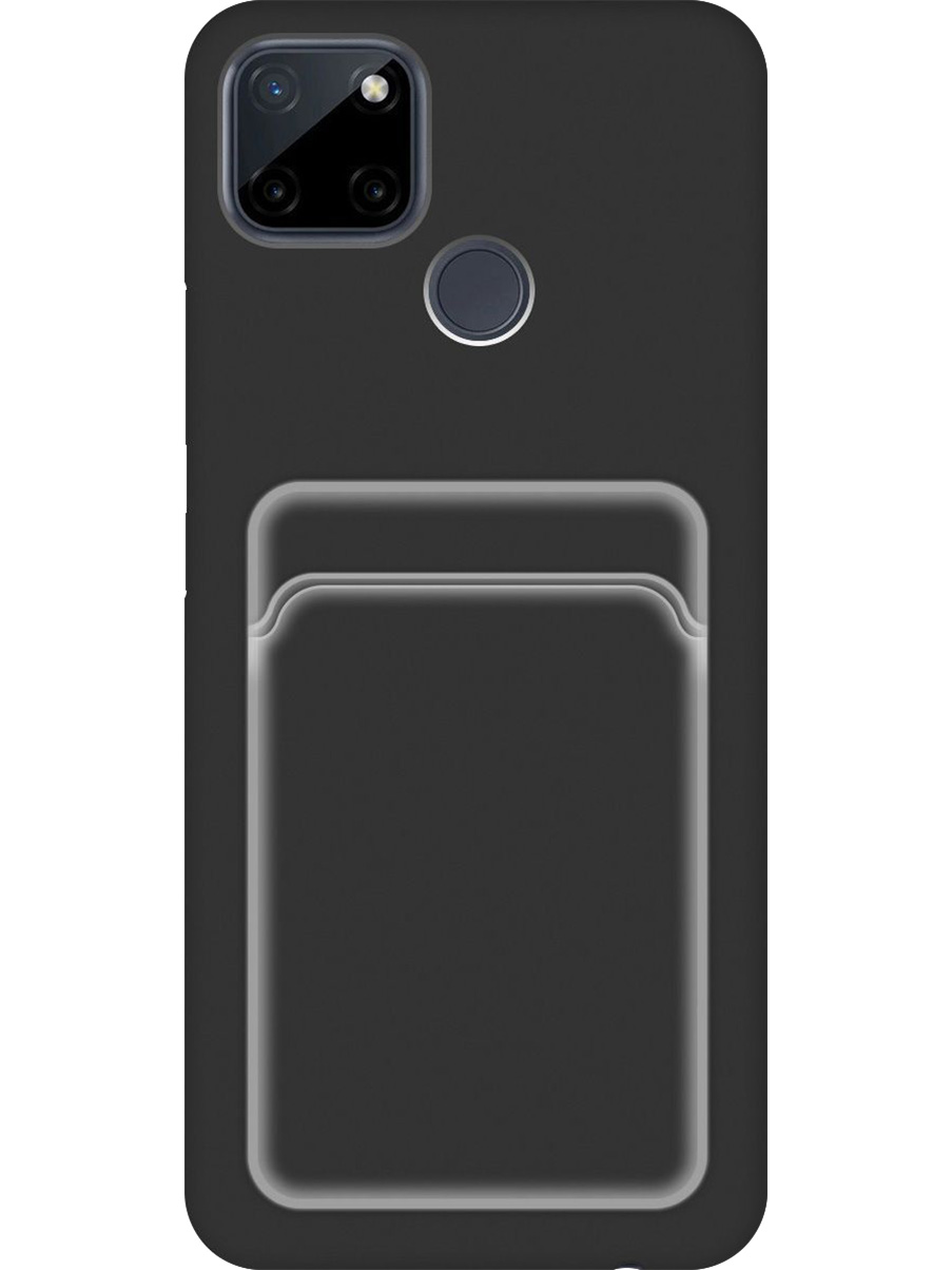 

Силиконовый чехол на Realme C21Y матовый с карманом для карты черный, 735001131