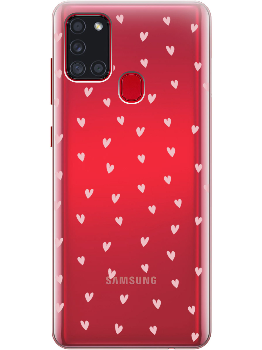 

Силиконовый чехол на Samsung Galaxy A21s с принтом "Розовые сердечки" прозрачный, Прозрачный;розовый, 723009391
