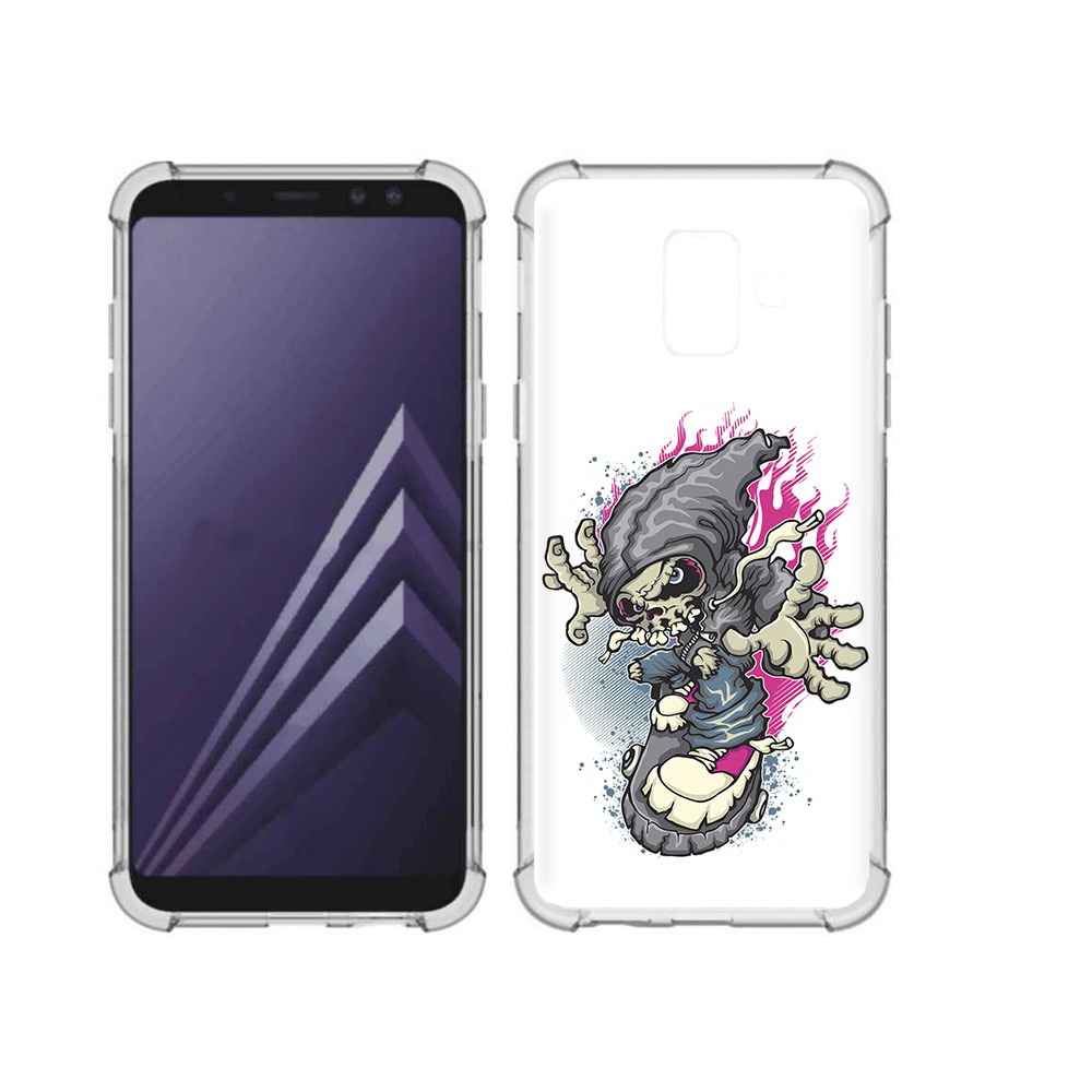фото Чехол mypads tocco для samsung galaxy a6 (2018) нарисованный скелет на скейт борде