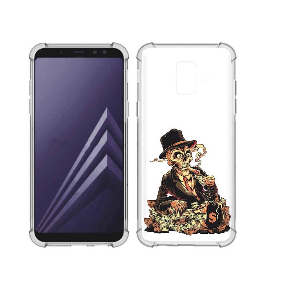 

Чехол MyPads Tocco для Samsung Galaxy A6 (2018) нарисованный череп с сигаретой, Прозрачный, Tocco