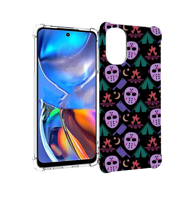 

Чехол MyPads фиолетовые маски для Motorola Moto E32, Прозрачный, Tocco