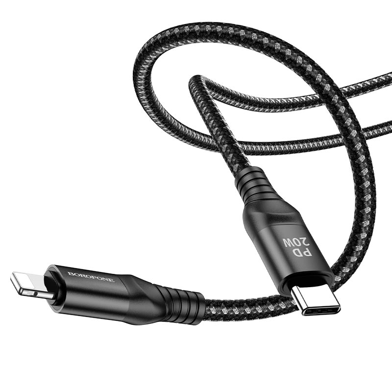 Дата-кабель USB универсальный Lightning Borofone BX56 (черный)