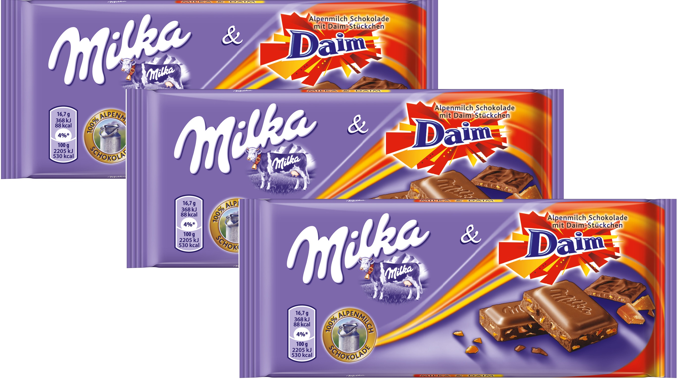 Шоколад Milka Daim молочный, 100 г х 3 шт