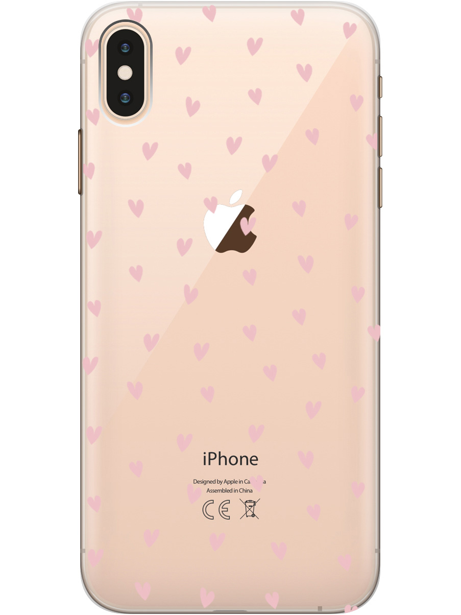 

Силиконовый чехол на Apple iPhone XS Max с принтом "Розовые сердечки" прозрачный, Прозрачный;розовый, 719086291