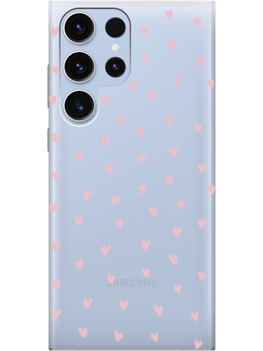 

Силиконовый чехол на Samsung Galaxy S23 Ultra с принтом "Розовые сердечки" прозрачный, Прозрачный;розовый, 767959491