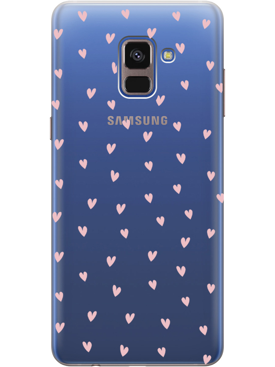 

Силиконовый чехол на Samsung Galaxy A8+ (2018) с принтом "Розовые сердечки" прозрачный, Прозрачный;розовый, 716847691