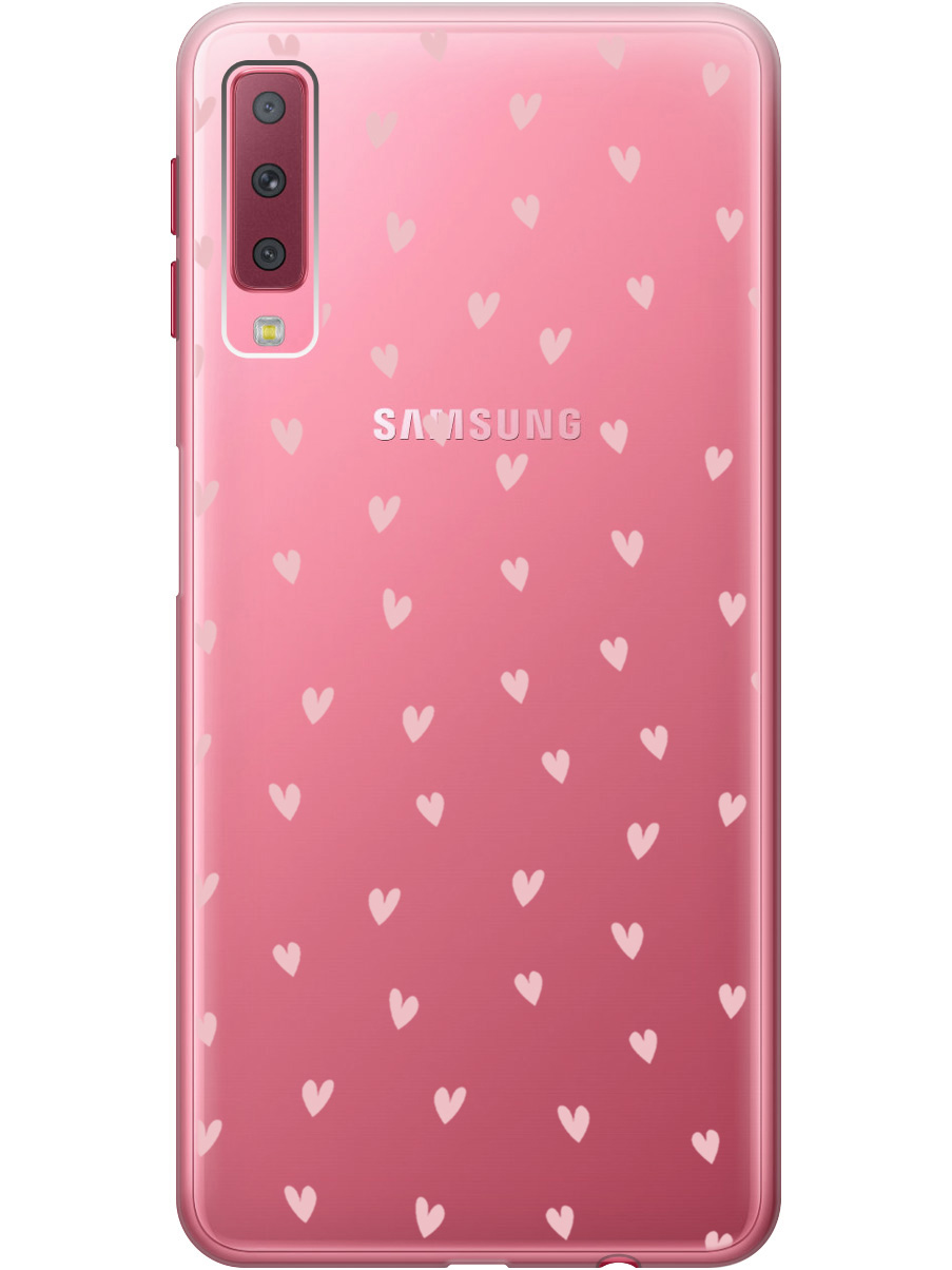 

Силиконовый чехол на Samsung Galaxy A7 (2018) с принтом "Розовые сердечки" прозрачный, Прозрачный;розовый, 719709191