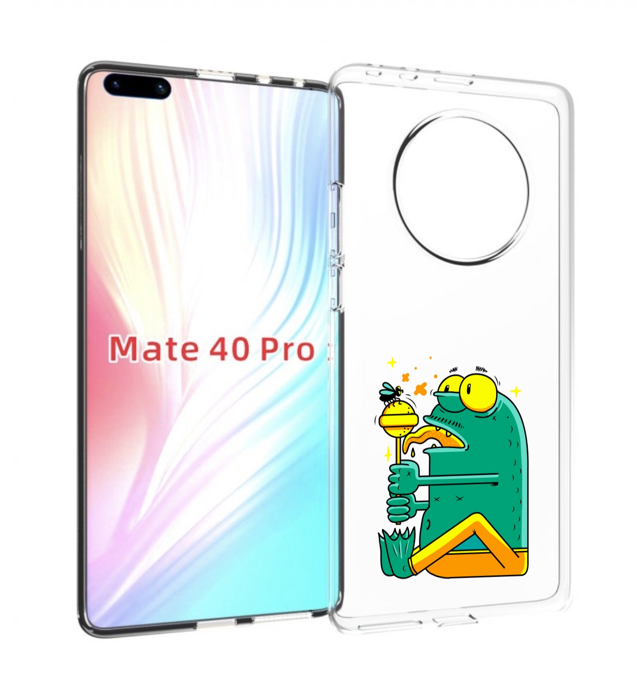 

Чехол MyPads Зеленая лягушка с чупа чупсом для Huawei Mate 40 Pro (NOH-NX9), Прозрачный, Tocco