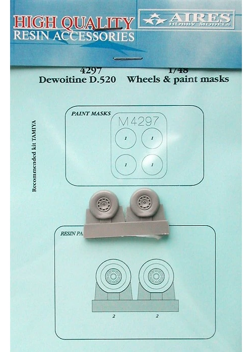 

Набор дополнений Aires 1/48 Dewoitine D 520 wheels paint masks 4297