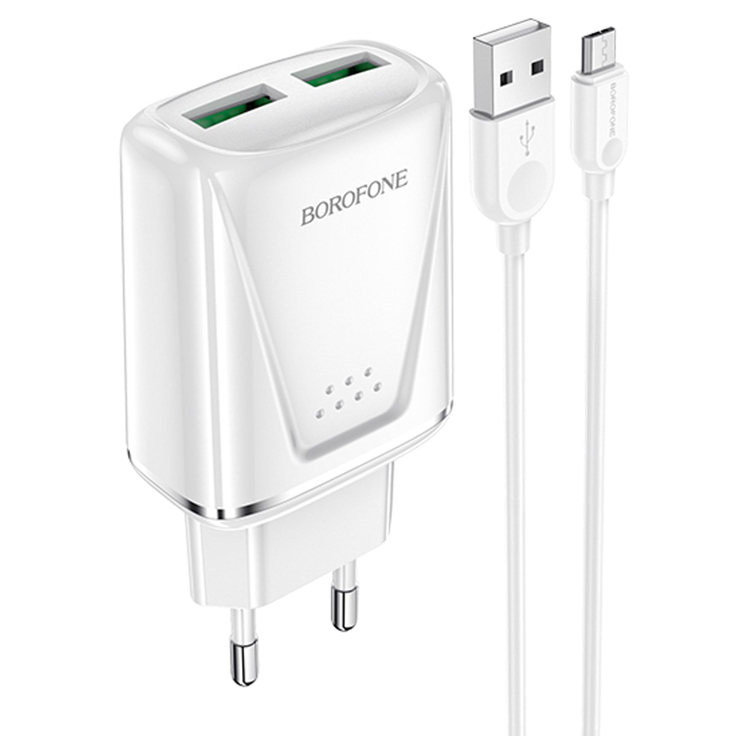 

Зарядное устройство Borofone BA54A (2USB, 5V, 2.4A, QC3.0) + кабель MicroUSB (белое)