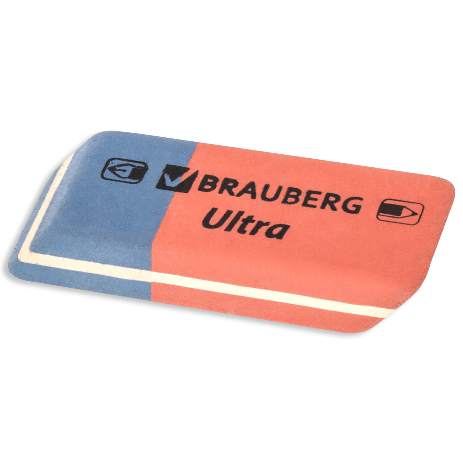 Ластик BRAUBERG Ultra 41х14х8 мм красно синий натуральный каучук 228708