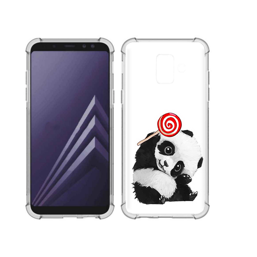 

Чехол MyPads Tocco для Samsung Galaxy A6 (2018) панда с леденцом (PT111558.582.534), Прозрачный, Tocco