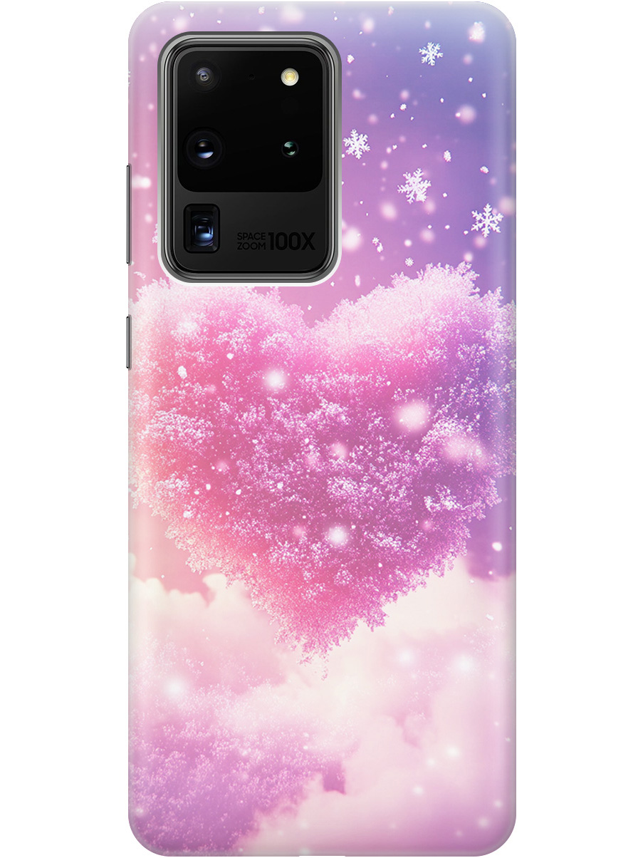 

Силиконовый чехол на Samsung Galaxy S20 Ultra с принтом "Пушистое сердце", Прозрачный;белый;розовый, 722628691