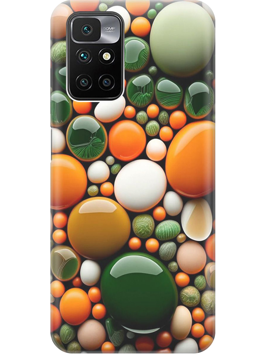 

Силиконовый чехол на Xiaomi Redmi 10 с принтом "Оранжевые и зеленые камушки", Прозрачный;оранжевый;зеленый, 731907141