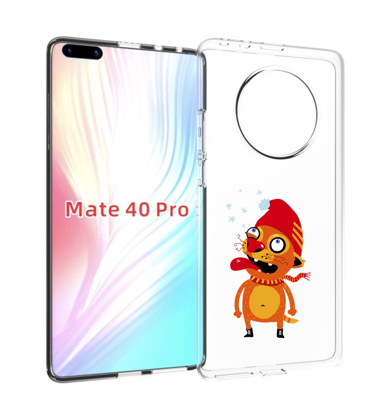 

Чехол MyPads Зимний кот для Huawei Mate 40 Pro (NOH-NX9), Прозрачный, Tocco