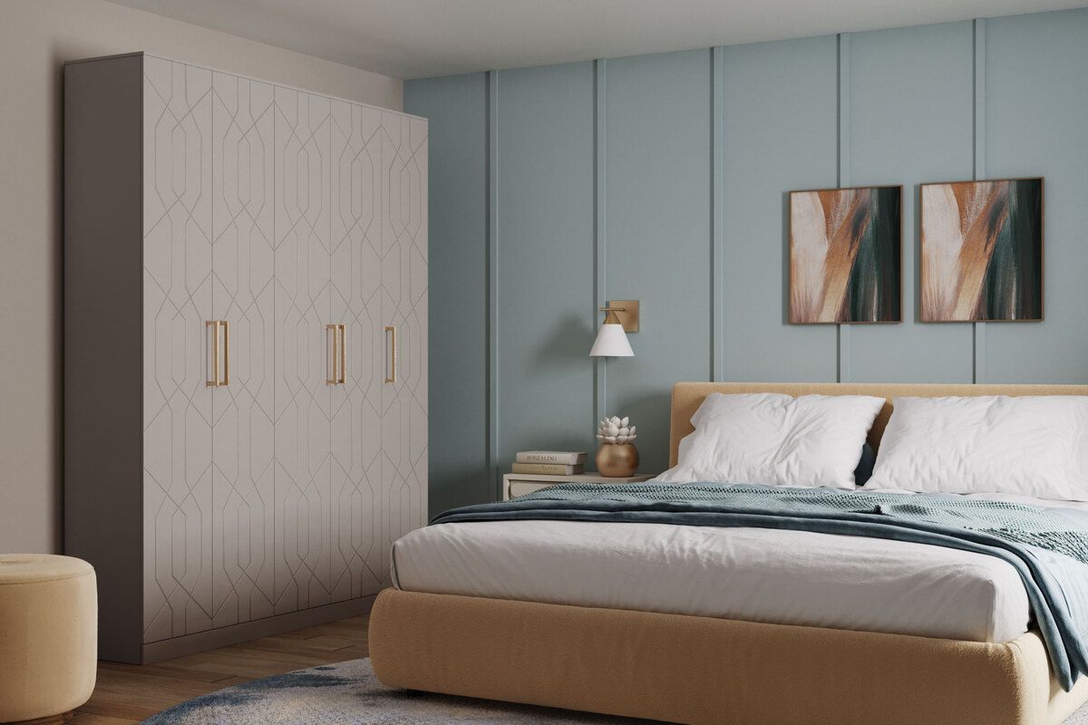 

Шкаф распашной Дольче-5 МДФ Кашемир для одежды пятидверный 235х240х40 Мегамебель, Бежевый