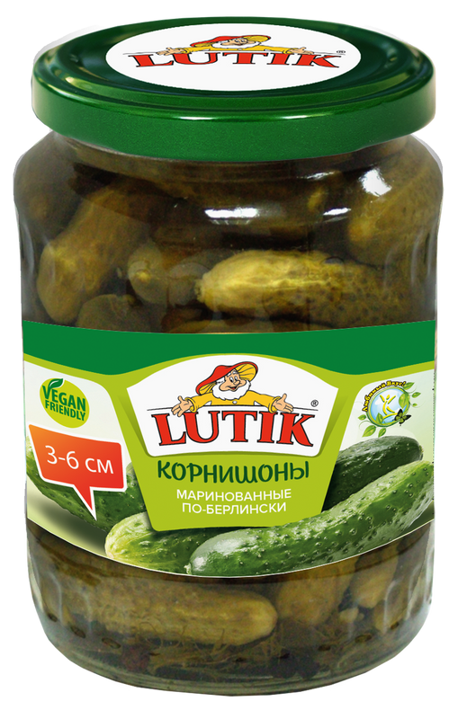 Корнишоны Lutik По-берлински маринованные 3-6, 720 мл