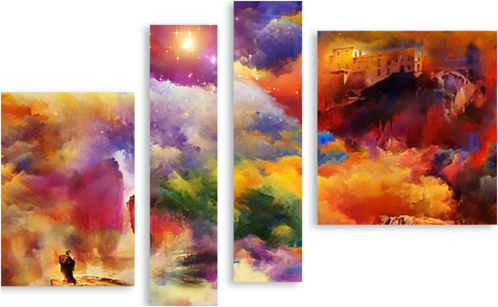 

Картина модульная на холсте Модулка Выдуманный мир 90x61 см, 2753