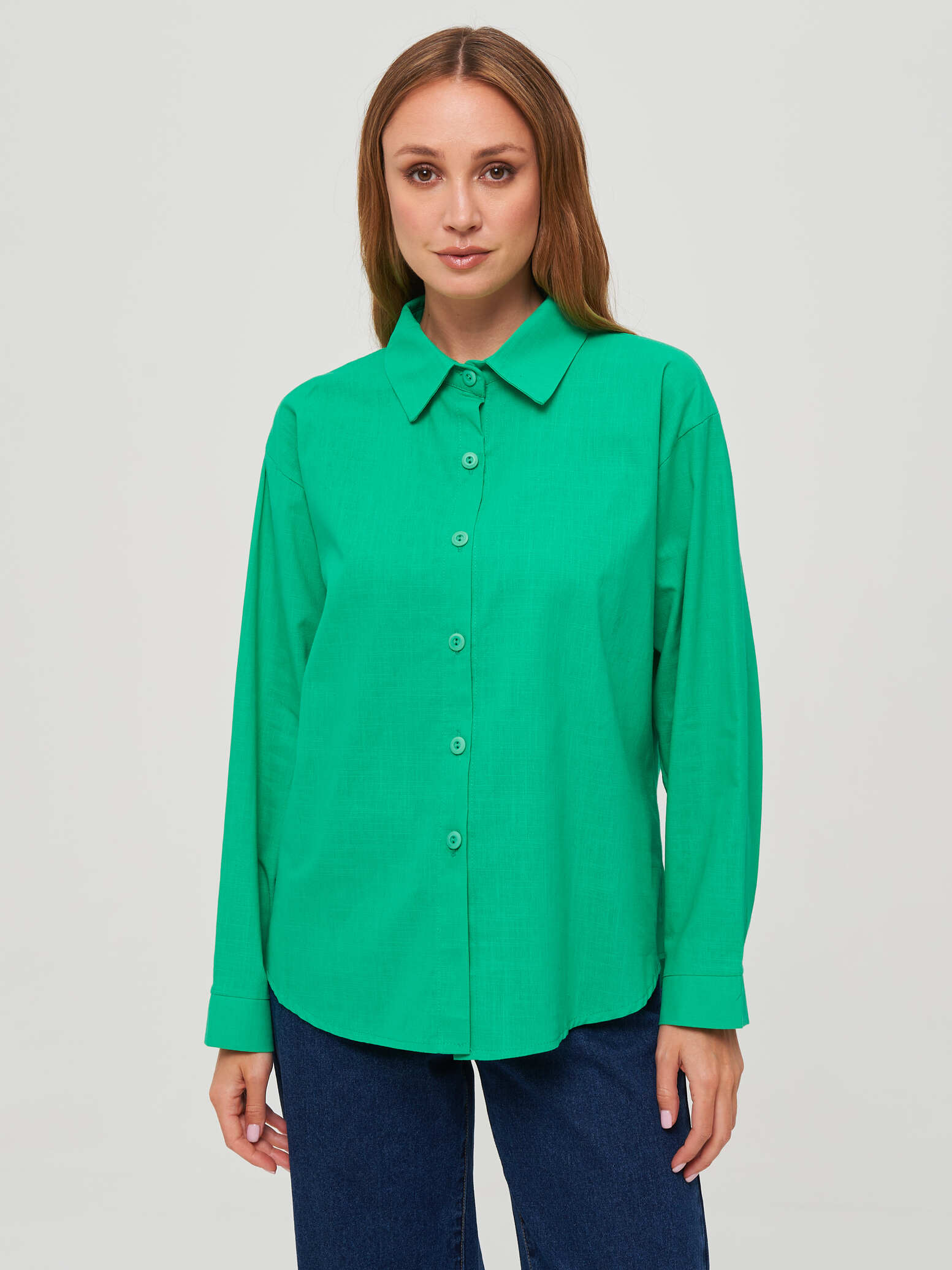 Рубашка женская Каляев 68505 зеленая 44 RU