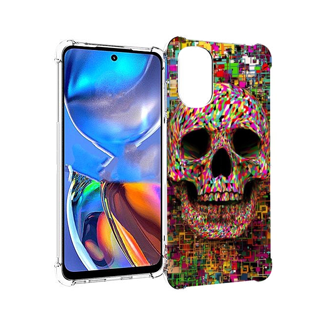 

Чехол MyPads череп красочные цвета для Motorola Moto E32, Прозрачный, Tocco