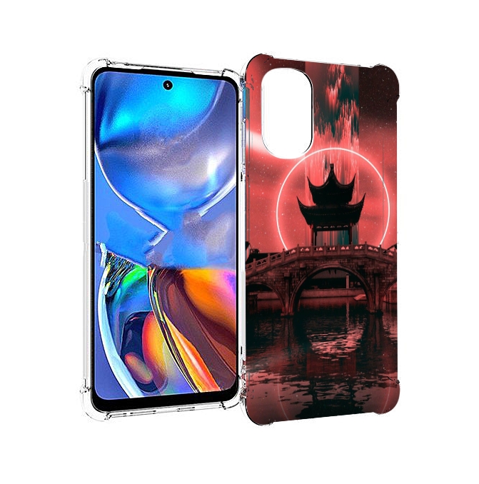 

Чехол MyPads японский мост красный фон для Motorola Moto E32, Прозрачный, Tocco