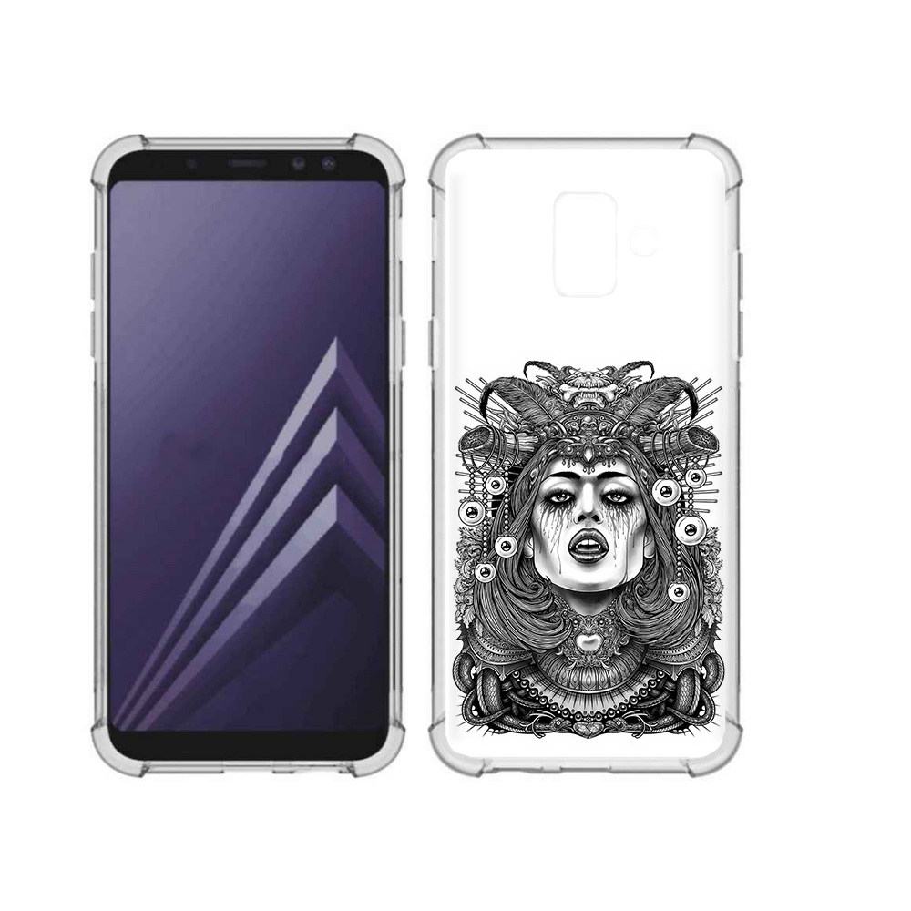 

Чехол MyPads Tocco для Samsung Galaxy A6 (2018) портрет девушки черно белый, Прозрачный, Tocco