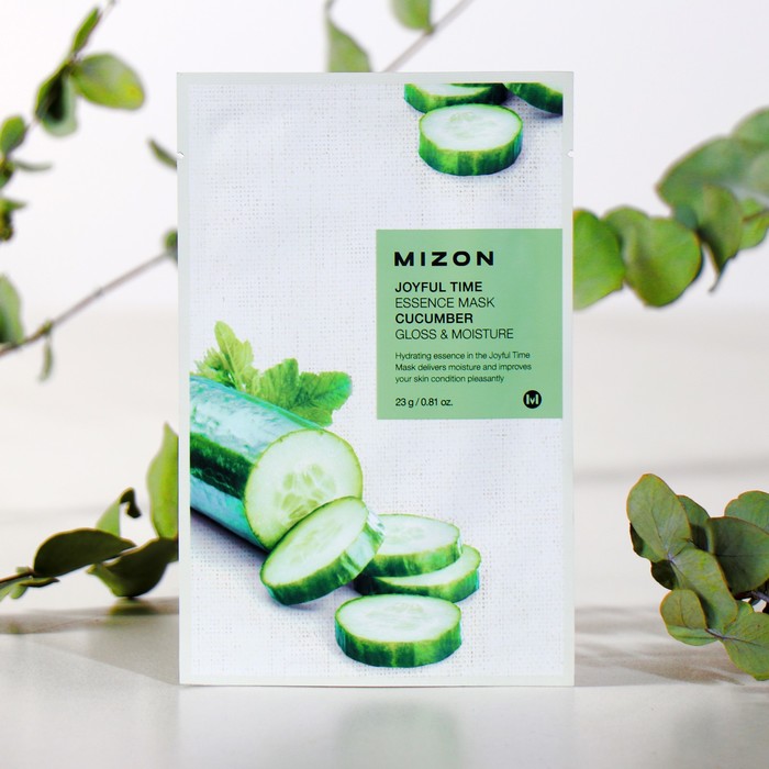 фото Тканевая маска для лица с экстрактом огурца mizon joyful time essence mask cucumber, 23 г