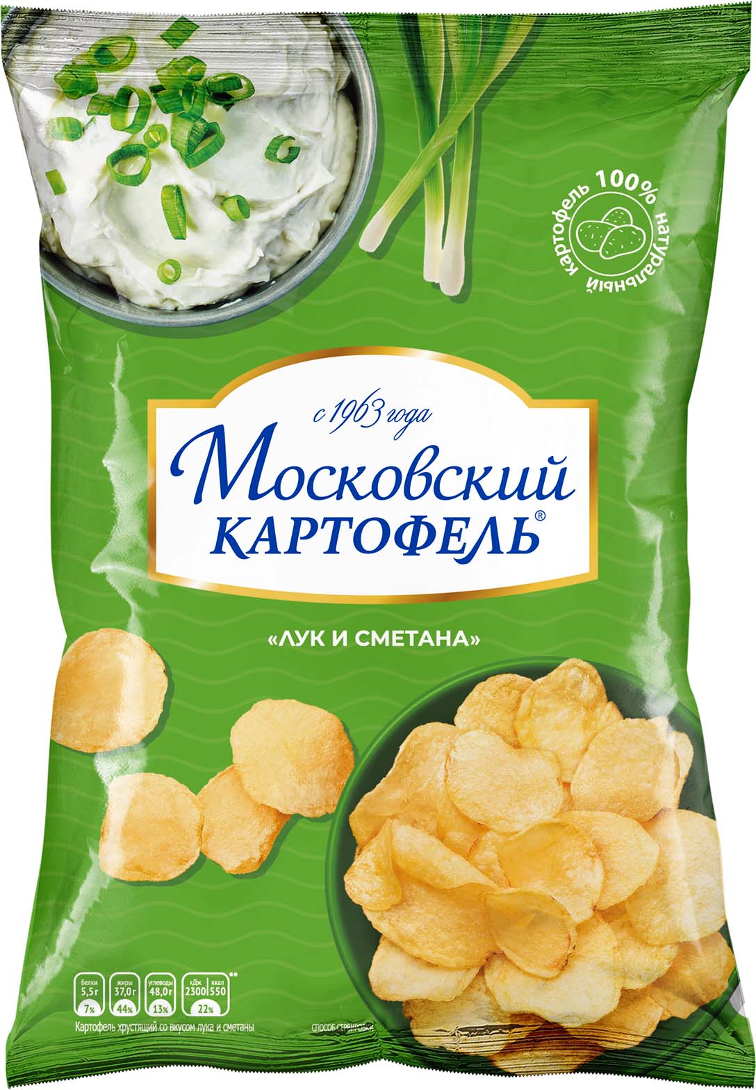 Чипсы картофельные Московский картофель лук и сметана хрустящие 70 г