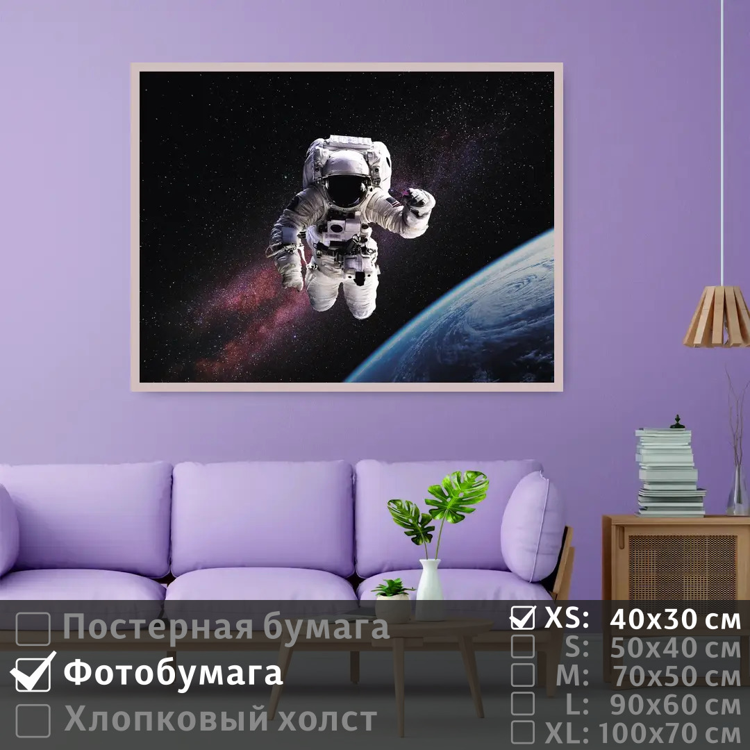 

Постер на фотобумаге ПолиЦентр Астронавт в открытом космосе 40х30 см, АстронавтВОткрытомКосмосе