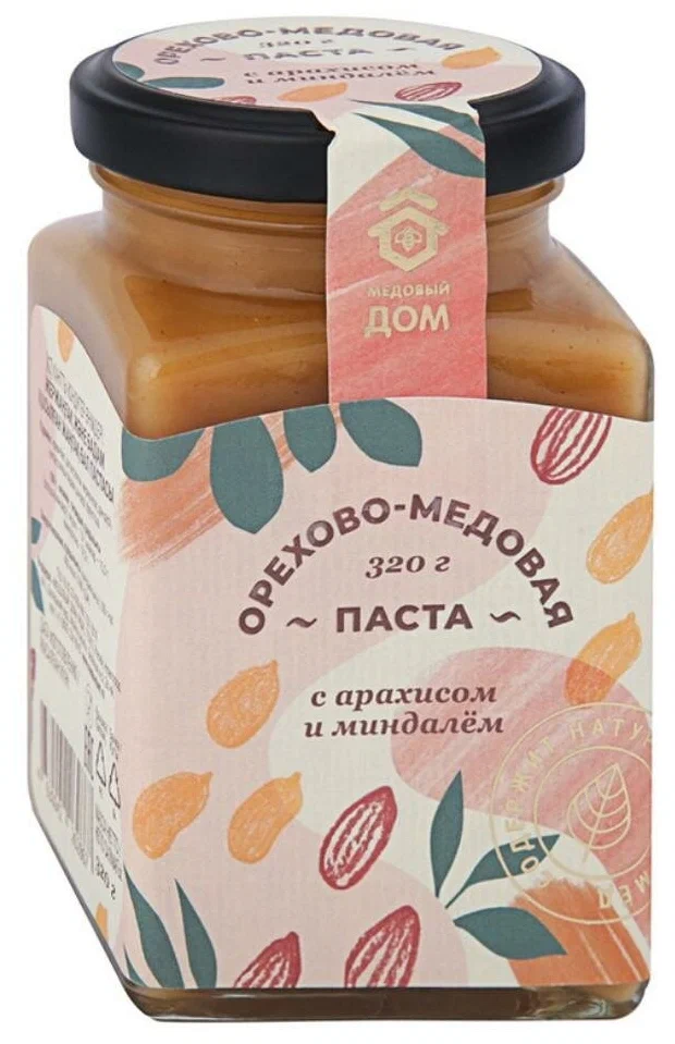 Паста Медовый дом орехово-медовая с арахисом и миндалем, 120 г