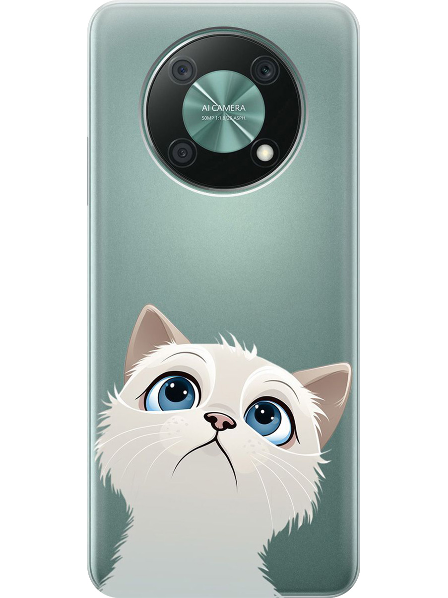 

Силиконовый чехол на Huawei nova Y90 с принтом "Белый котик" прозрачный, Прозрачный;белый, 740188611