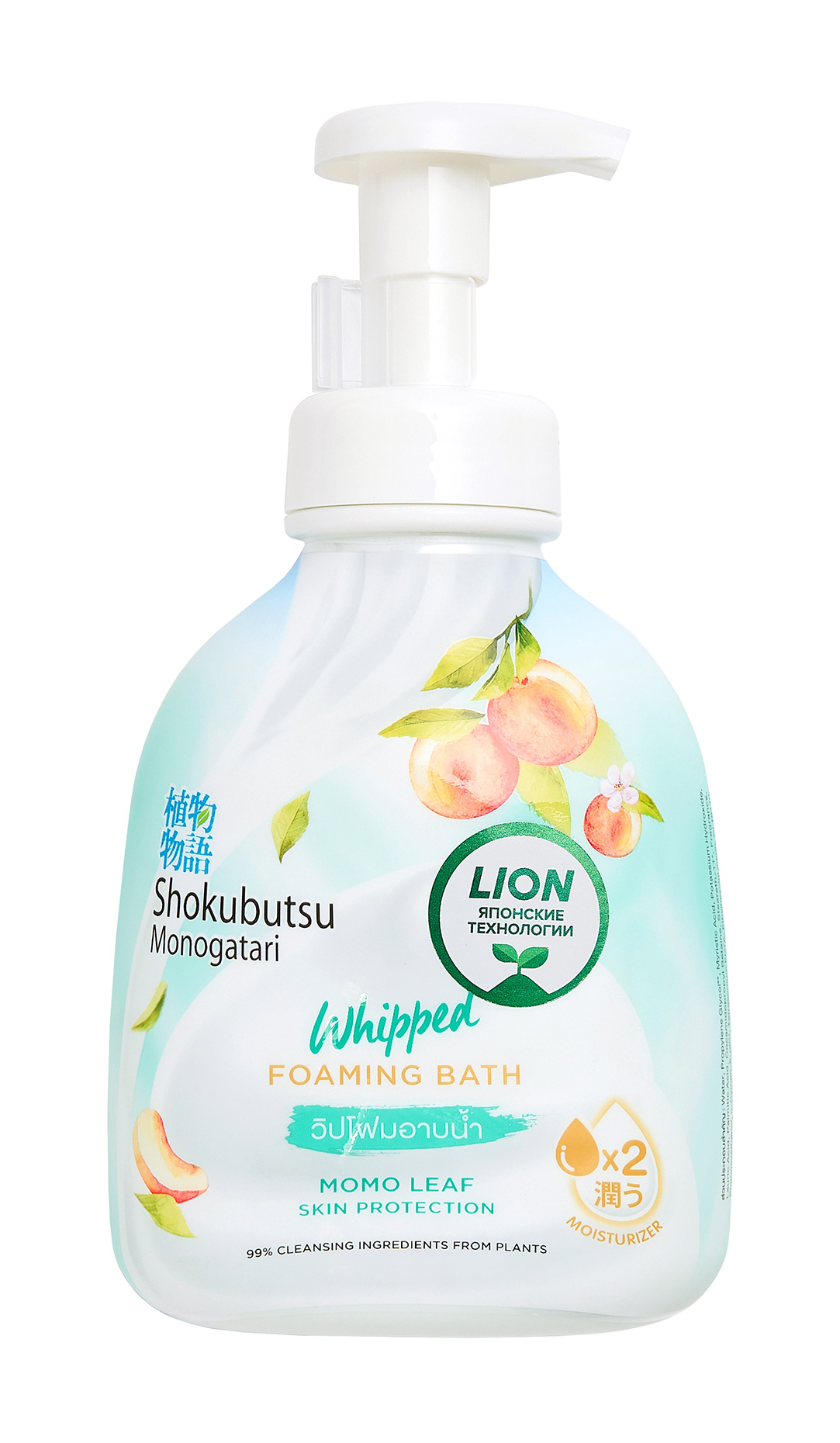 фото Гель-пена для душа lion thailand shokubutsu momo leaf whipped foaming bath 450мл