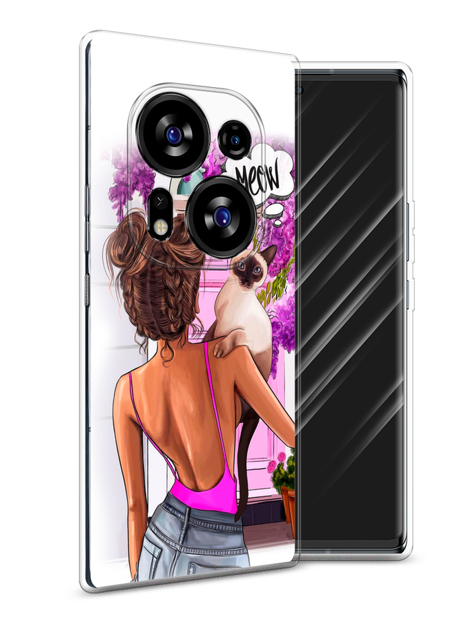 

Чехол Awog на Tecno Phantom X2/X2 Pro "Девушка с кошкой", Розовый;коричневый, 303250-1