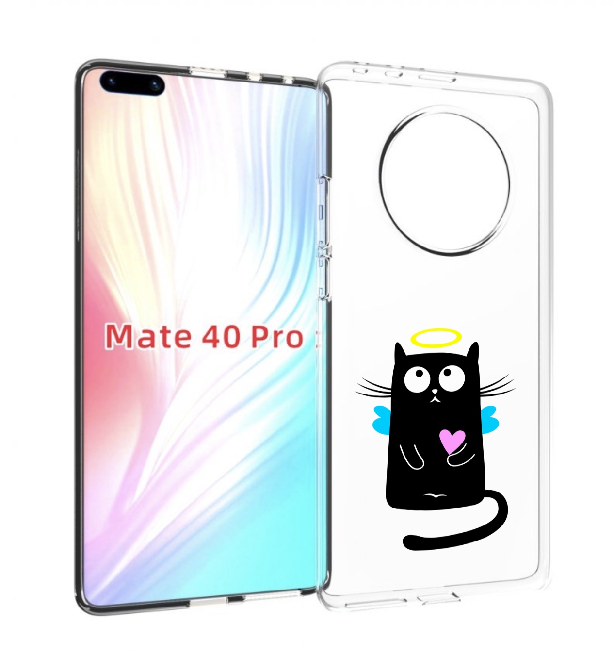 

Чехол MyPads Кот ангелок для Huawei Mate 40 Pro (NOH-NX9), Прозрачный, Tocco