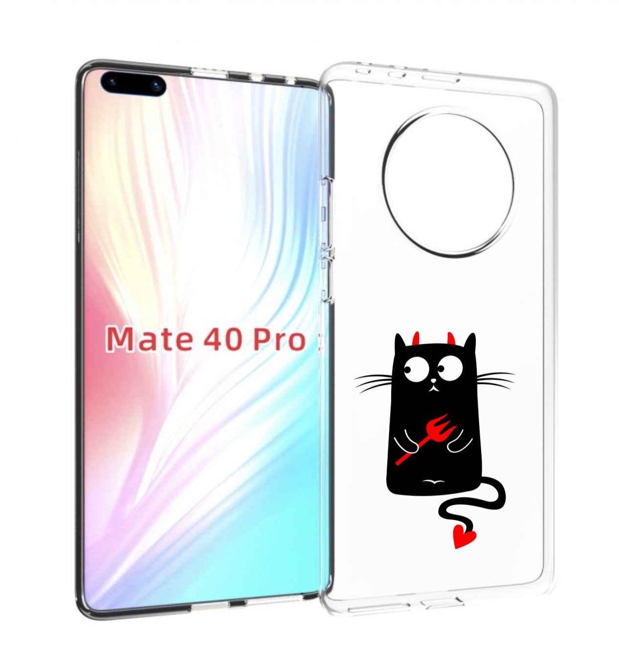 

Чехол MyPads Кот демон для Huawei Mate 40 Pro (NOH-NX9), Прозрачный, Tocco