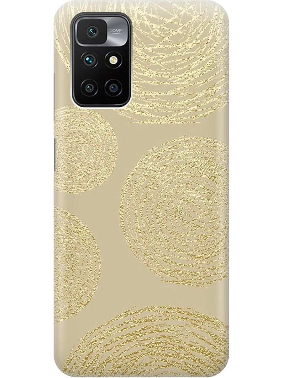 

Силиконовый чехол на Xiaomi Redmi 10 с принтом "Золотые круги", Прозрачный;золотистый, 731907131