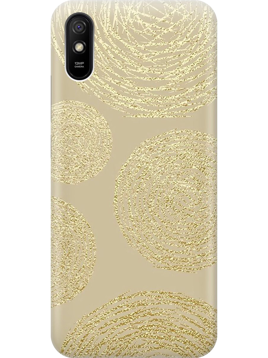 

Силиконовый чехол на Xiaomi Redmi 9A с принтом "Золотые круги", Прозрачный;золотистый, 723276931