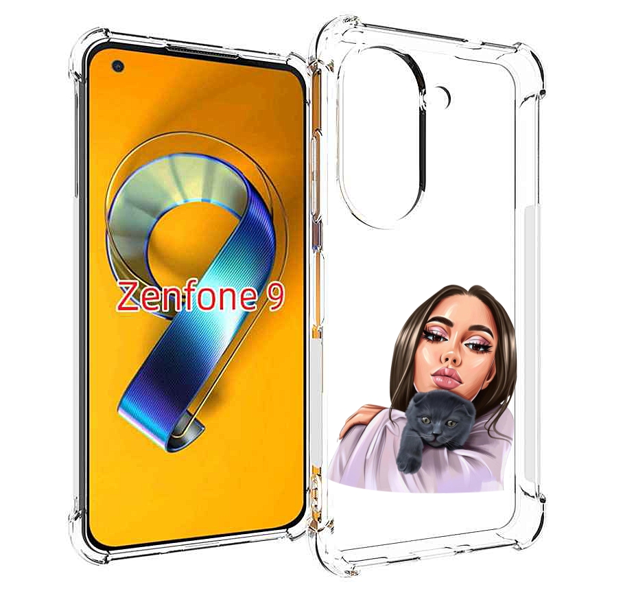 

Чехол MyPads нарисованная-девушка-с-котом женский для Asus Zenfone 9 (AI2202), Прозрачный, Tocco