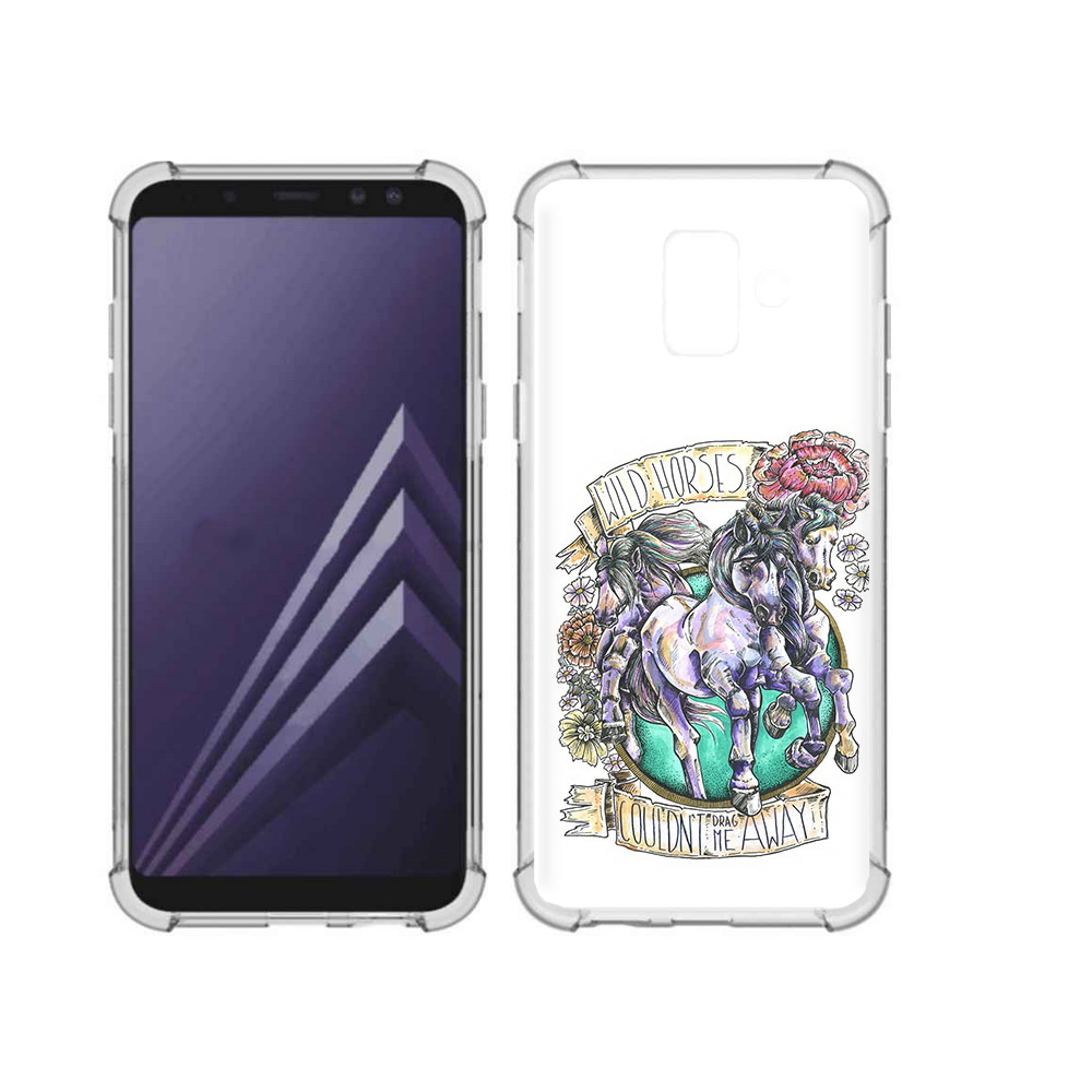 

Чехол MyPads Tocco для Samsung Galaxy A6 (2018) рисунок коней в цветах (PT111558.582.582), Прозрачный, Tocco