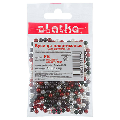 

Zlatka Mix, 4 мм, 10х10 +-0,2 г, №01, Разноцветный