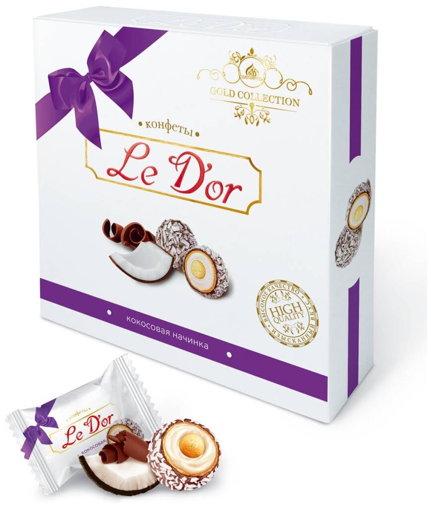 

Конфеты "Le D'or" с кокосом, праздничная обечайка, 150 г