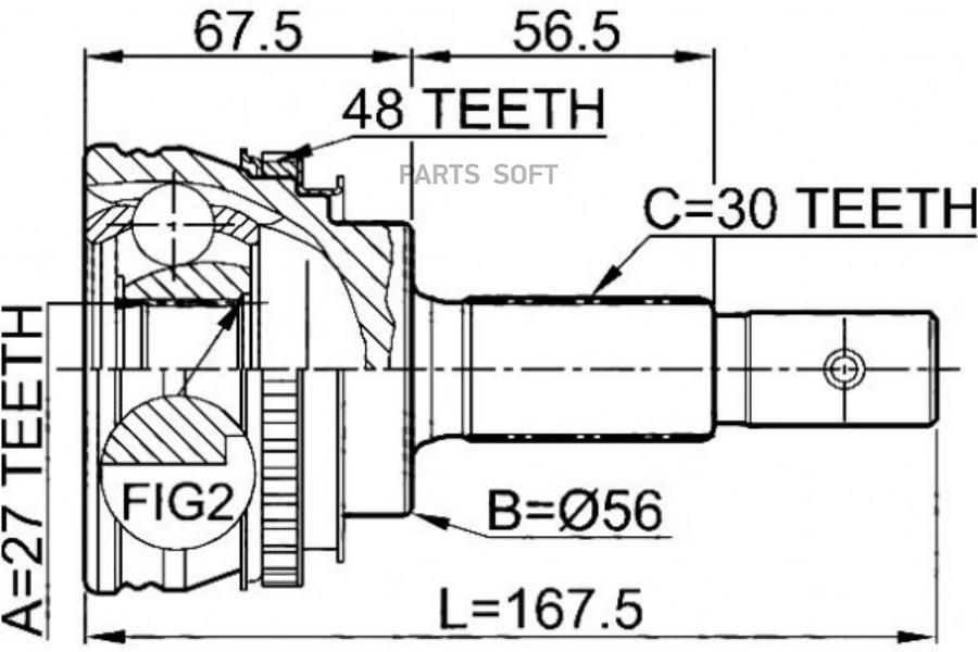 

Шрус Toyota Camry/Lexus Es300 3.0 91-97 Нар.(Abs)